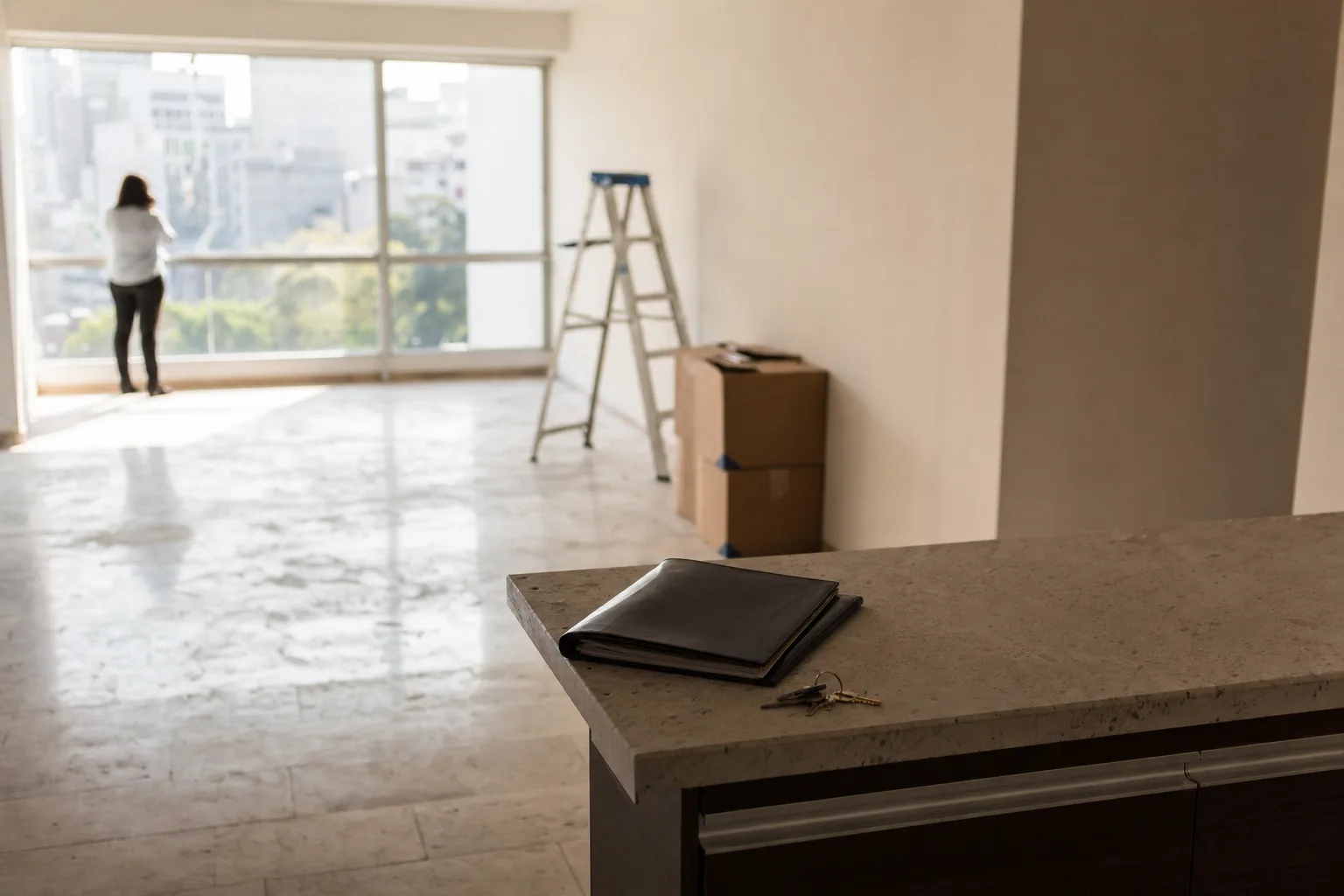 Empty apartment during a viewing with natural light through big windows